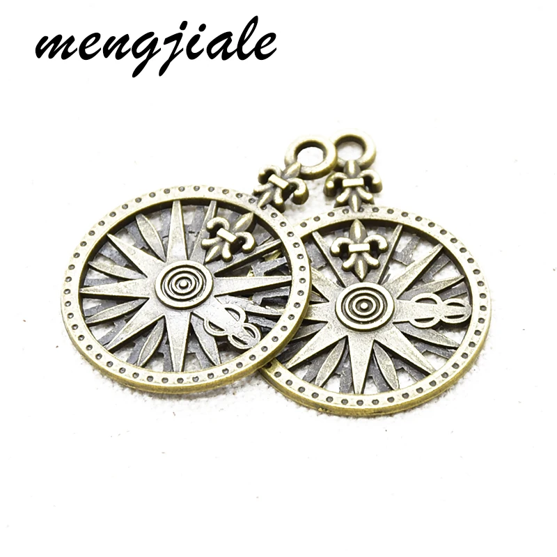 

8pcs Antique Bronze Compass Charms Alloy Metal Pendants For DIY Jewelry Accessories Making 37*26mm