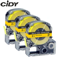cidy 3pcs sc9ywlc3ybw lc 3ybw9 compatible kingjim 9mm black on yellow label tape for epson machine lw700 lw400 lw800 sr150