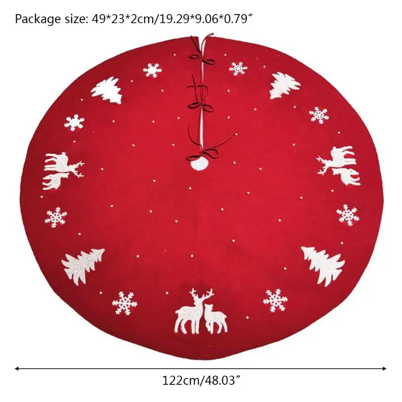 48 Inch Round Christmas Tree Skirt Knitted Beads Floor Mat Cover Ornament Xmas New Year Party Decoration Scene Layout Supplies