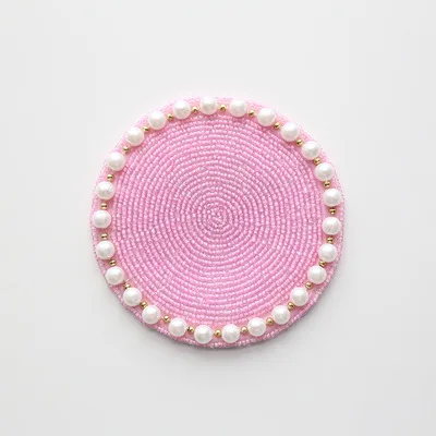 Девушка вишневый цвет coaster bling оригинальные подставки Милая миска коврик из бисера изоляционный столик-мат коврик - Цвет: Светло-зеленый