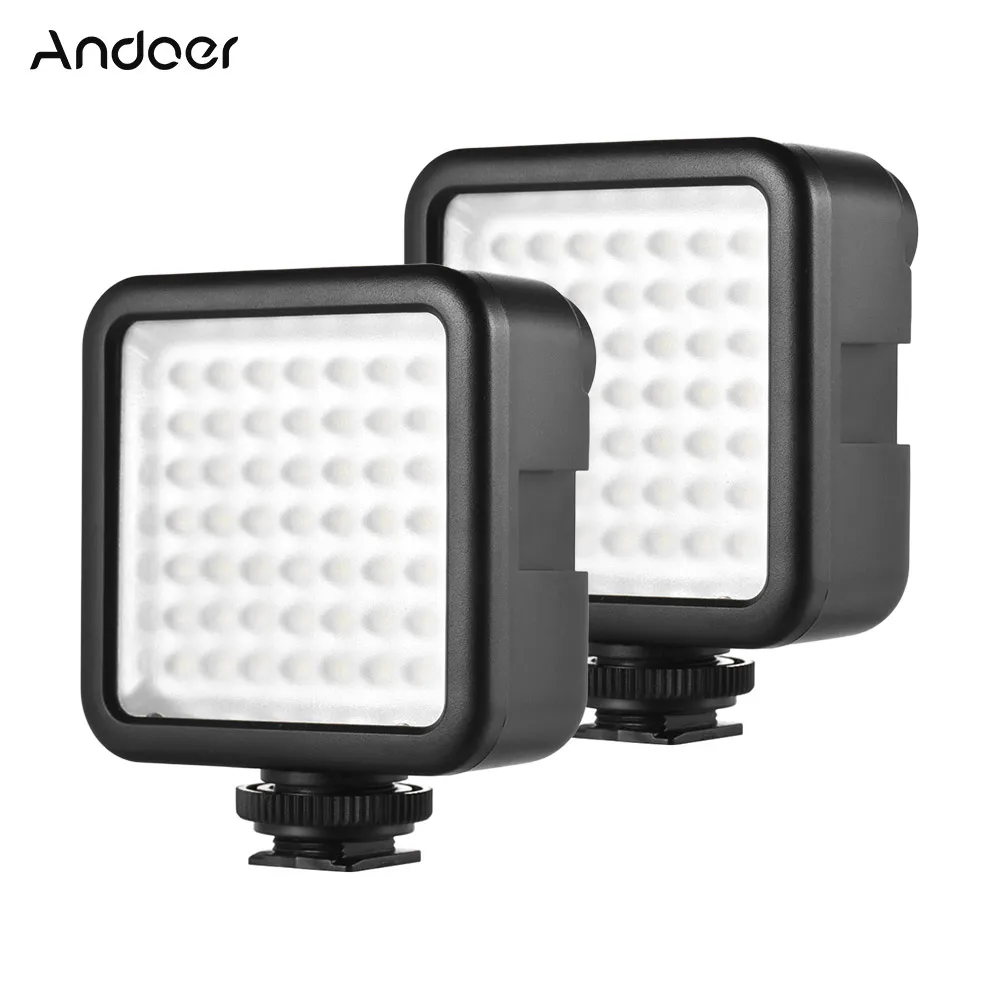 

Andoer W49 2pcs Mini LED Panel Light Lamp Camera Camcorder LED light 5.5W 6000K Video Lighting for Canon Nikon Sony A7 DSL