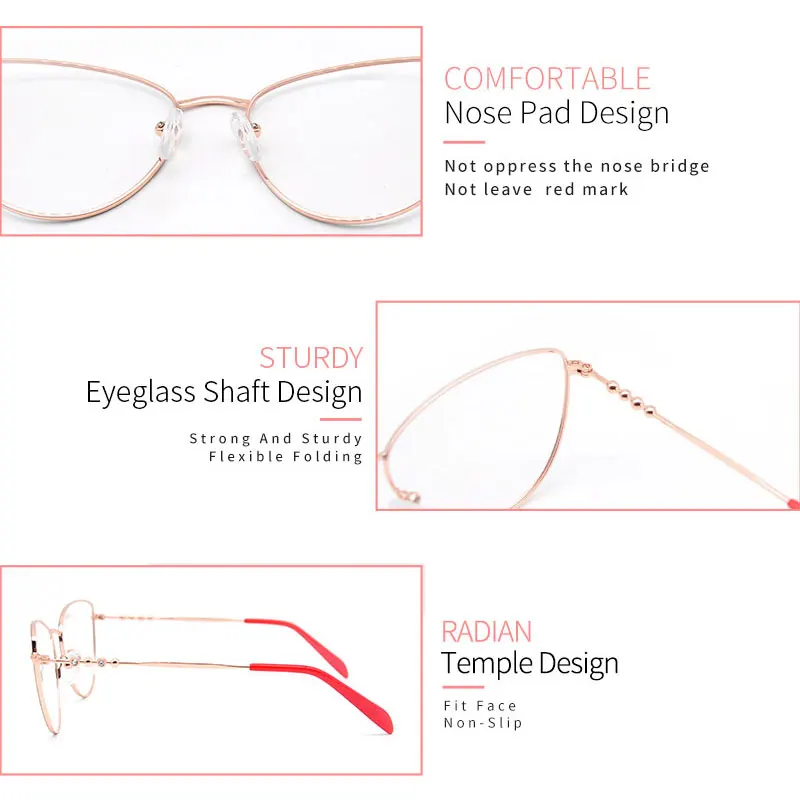 

LUCIDIE Vintage CatEye Women Glasses Frame Anti Blue Ray Eyeglasses Metal Female Oversized Fashion Optical Prescription Eyewear