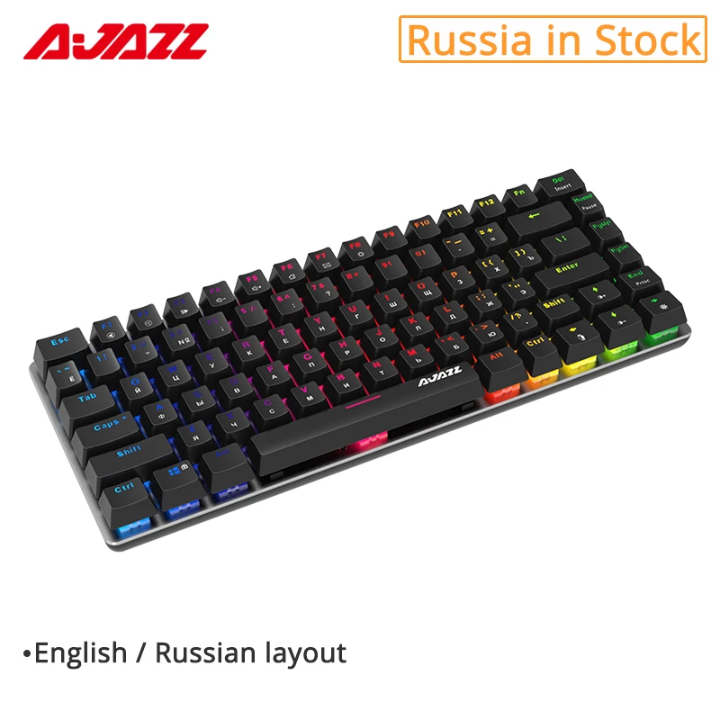 Ajazz AK33 gaming keyboard 82 ключи Русский/Английский RGB подсветкой эргономичный