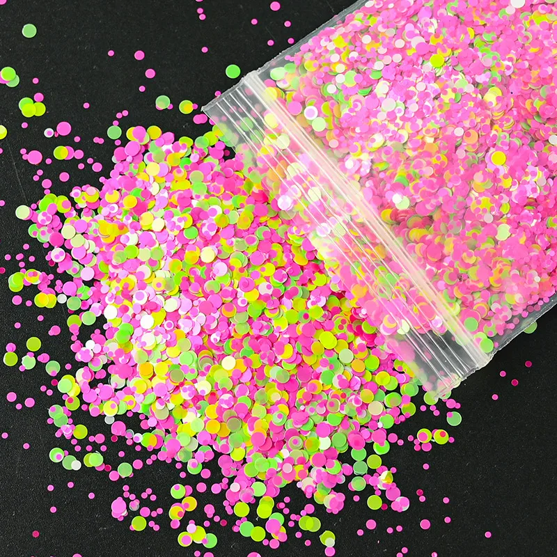 

HOT 1/2/3 MM Holographic Glitter Mix Holo Dots Chunky Nail Art Glitter Purple Blue Gold Red 50g/bag Thin Glitter Dots