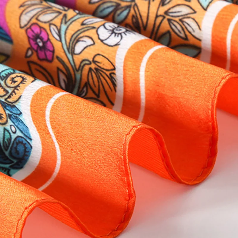 

2021 Women Imitation Silk Scarf National Style Flower Grass Print Shawls Lady Soft Wraps Female Elegant Headscarf 180x90cm