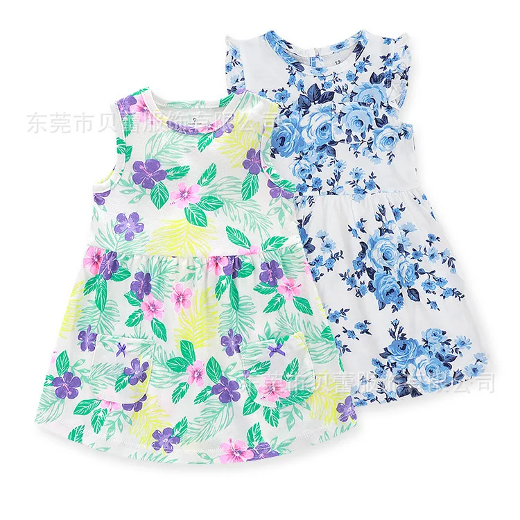 Распродажа Детские Платья с цветочным рисунком для девочек Летняя хлопковая
