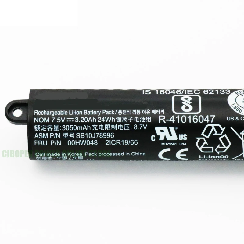 CP новый Аккумулятор для ноутбука SB10J78996/00HW048 7 5 в/24 Вт/ч/А/ч 00HW048 2ICR19/66