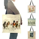 Дизайнерские Сумки-тоуты для женщин, рождественские сумки для покупок с принтом животных, кошек, собак, для продуктов B13167