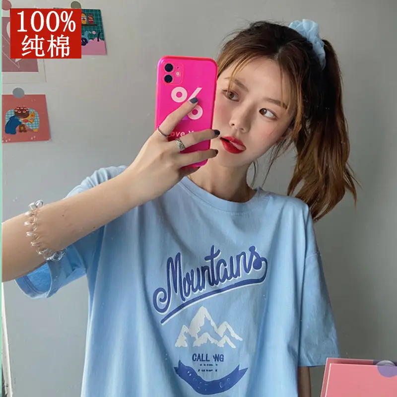 

Футболка женская оверсайз с коротким рукавом и мультяшным принтом, в стиле Kpop