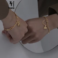 2021 new classic heart pendant stainless steel bracelets for woman korean fashion jewelry party girls unusual charm bracelet