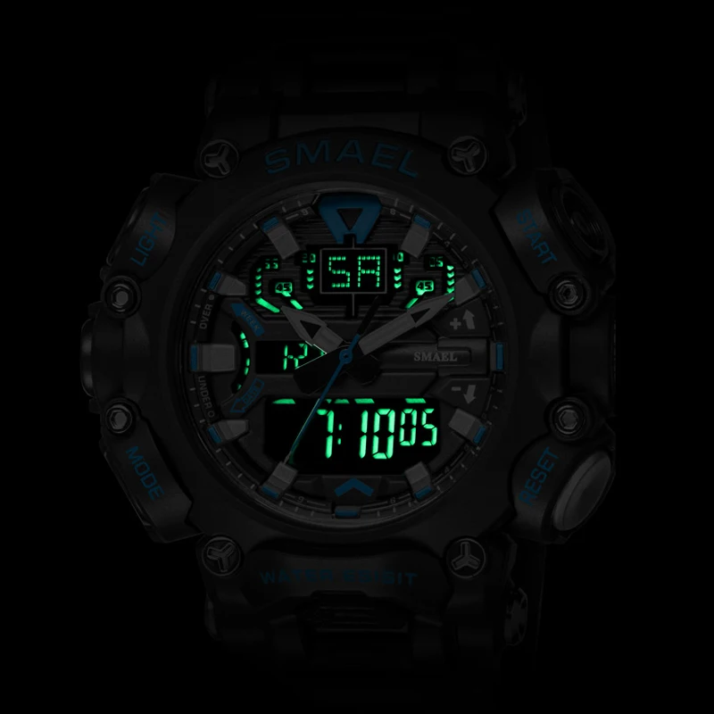 Спортивные часы SMAEL мужские Цифровые кварцевые с двойным дисплеем Молодежные