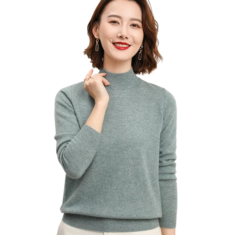 

Half high neck sweater with cashmere like women's slim fitting Pullover