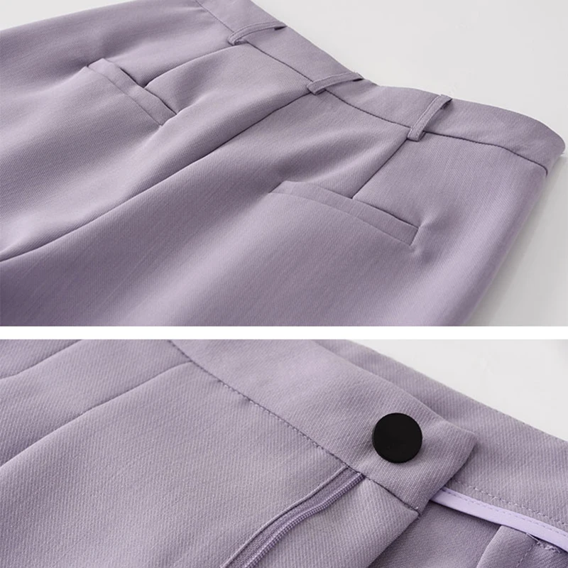 

[EAM] High Elastic Waist Purple Holes Long Harem Trousers New Loose Fit Pants Women Fashion Tide Spring Summer 2021 1DE0851