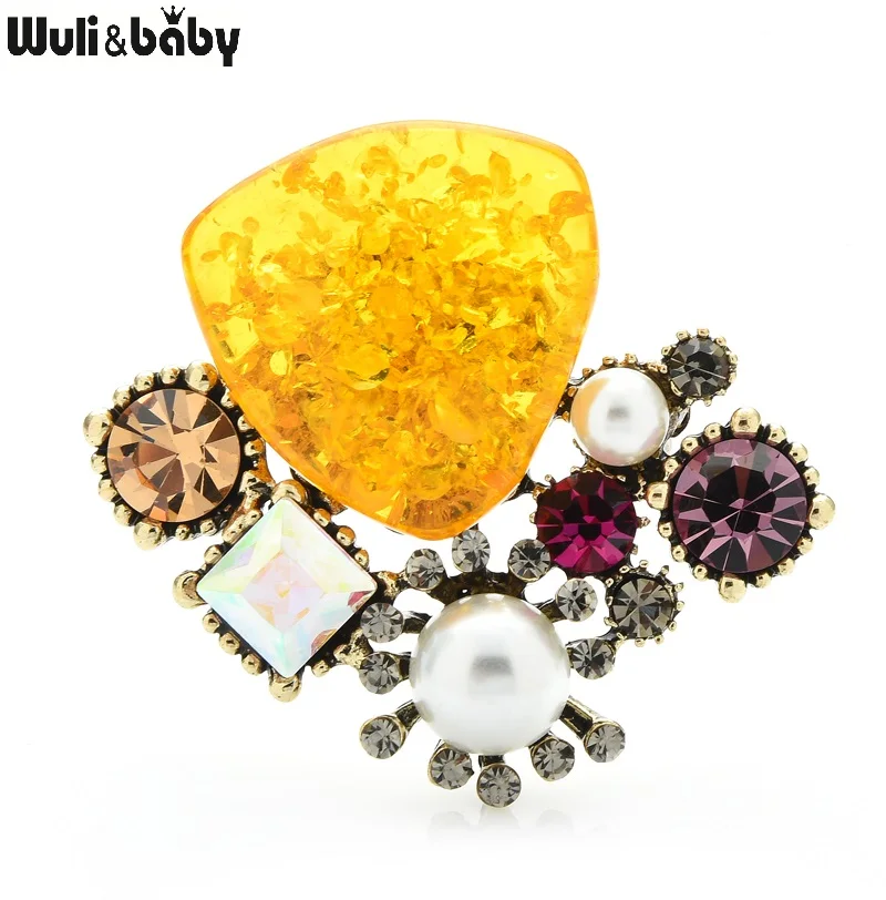 

Wuli&baby Flower Brooches Pearl Brooch Gift Women Jewelry Accessory Badge 2021