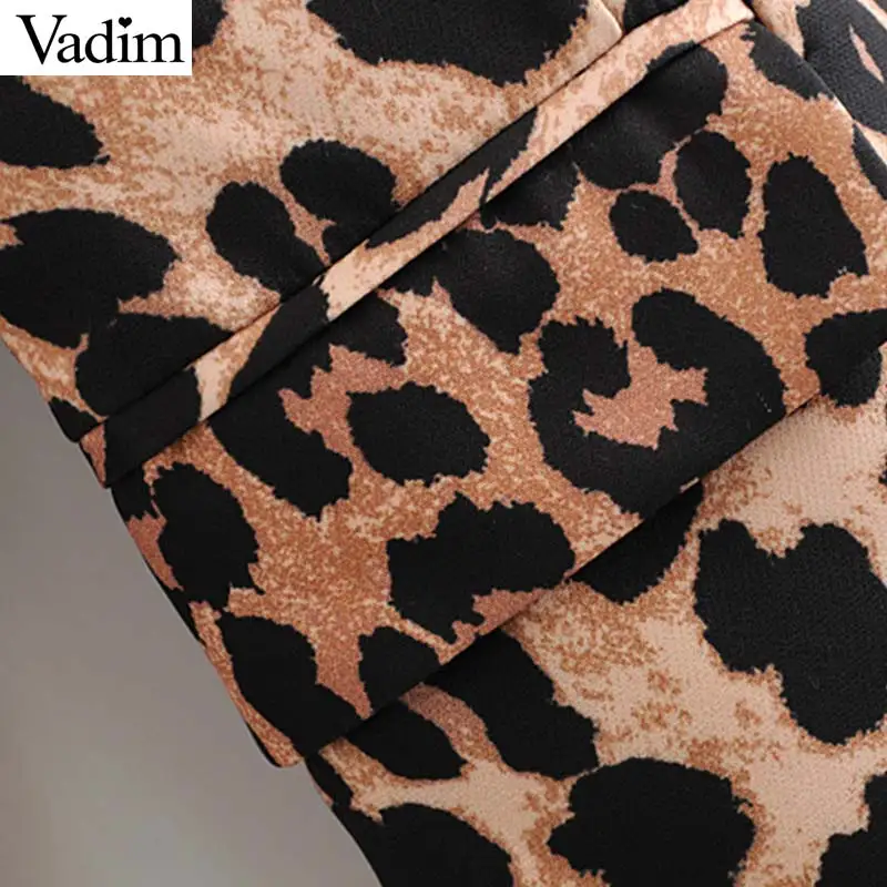 Женский блейзер с леопардовым принтом Vadim Повседневная Верхняя одежда карманами