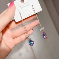 2022 new purple zircon bow ladies earrings colorful purple ice flower fashion jewelry personality wild mother gift earrings