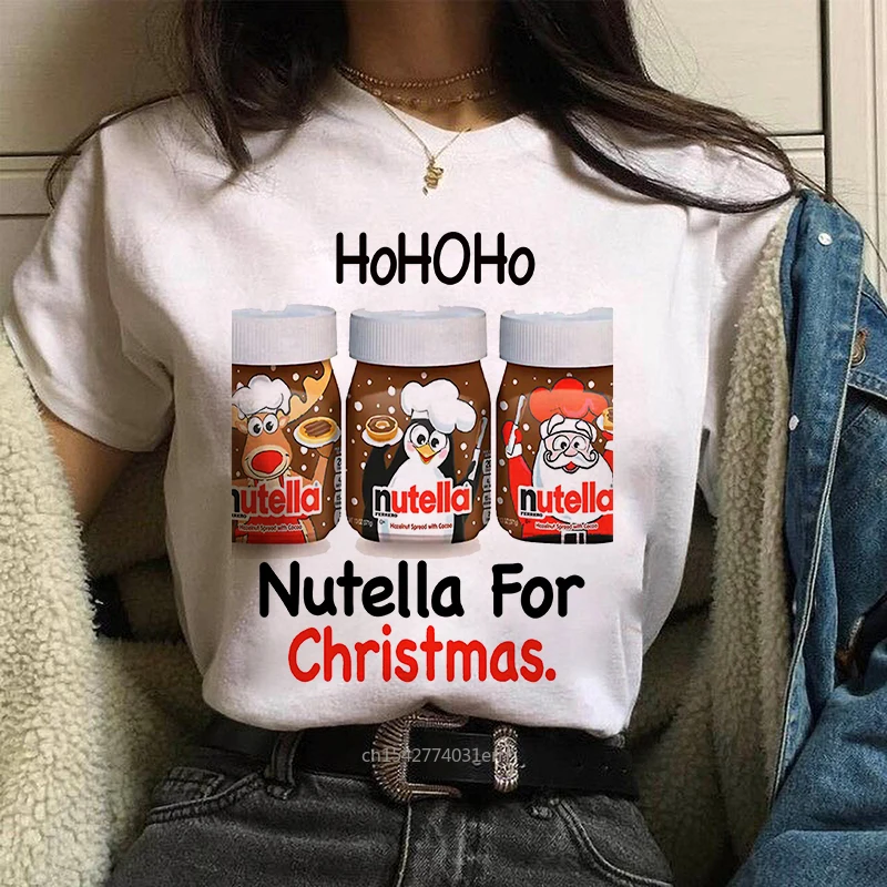 

Nutella Streetwear Cute Letters Top Female Casual Oversized Tee Daily Funny Graphic Printed T Shirt