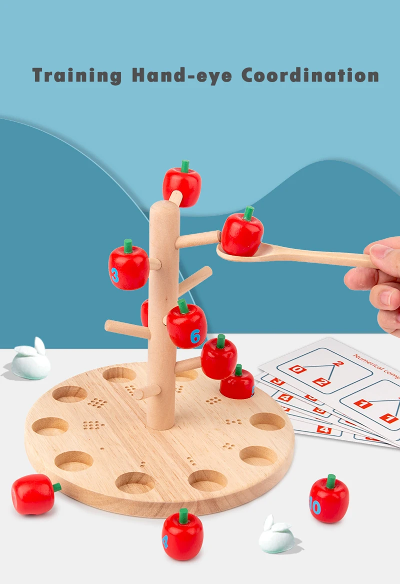 

Baby Montessori Digital Apple Tree Education Math Toys Children Learn Digital Clip Beads Skills Training Early Education Game