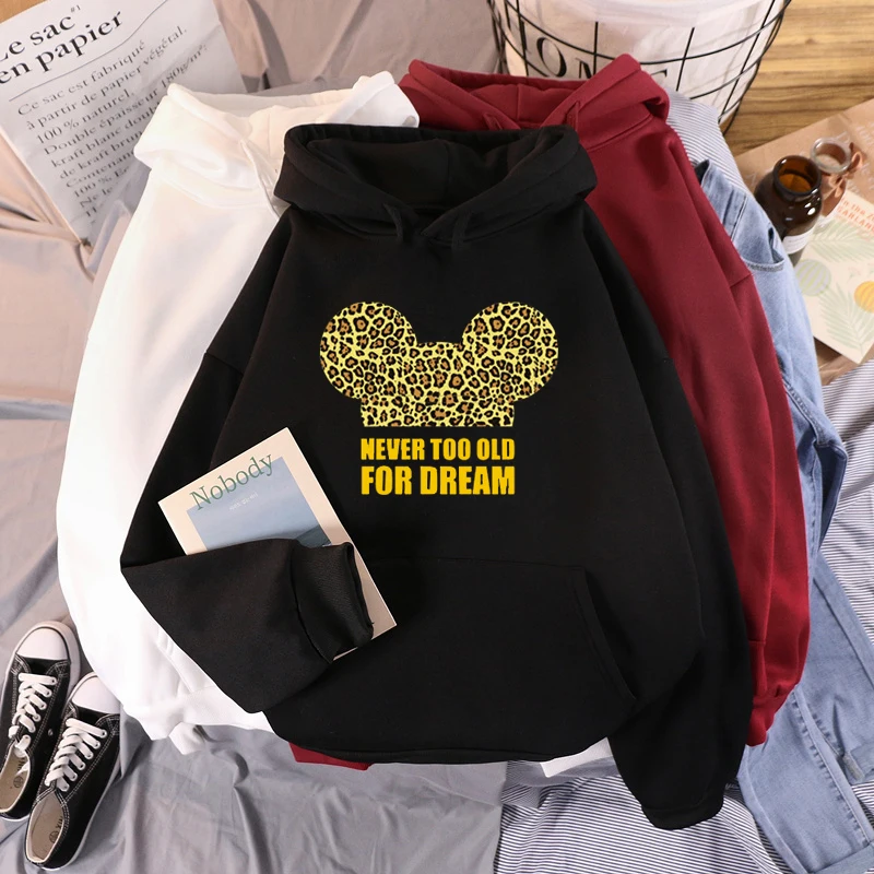 

Модный свитшот с мультяшным принтом Диснея, милая осенне-зимняя Толстовка с принтом Микки Мауса и надписью, Повседневная модная женская тол...