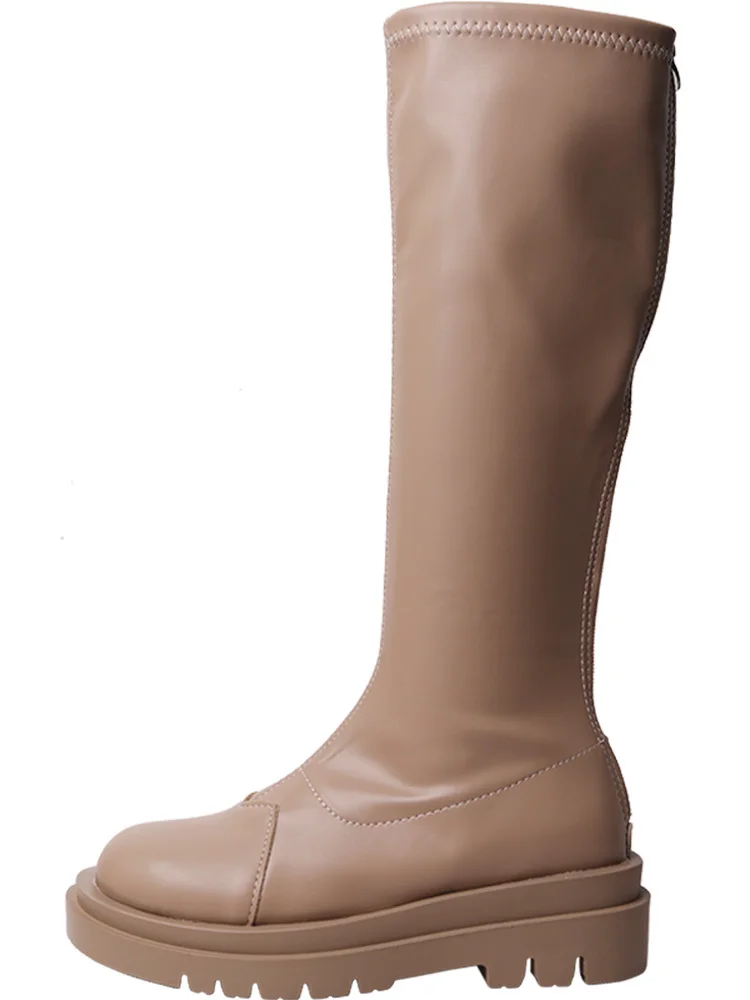 

Soft Leather Women Knee high Boots Motorcycle Boots Heels Female Autumn Shoes Elegant Woman Ladies Boots 2021 winter