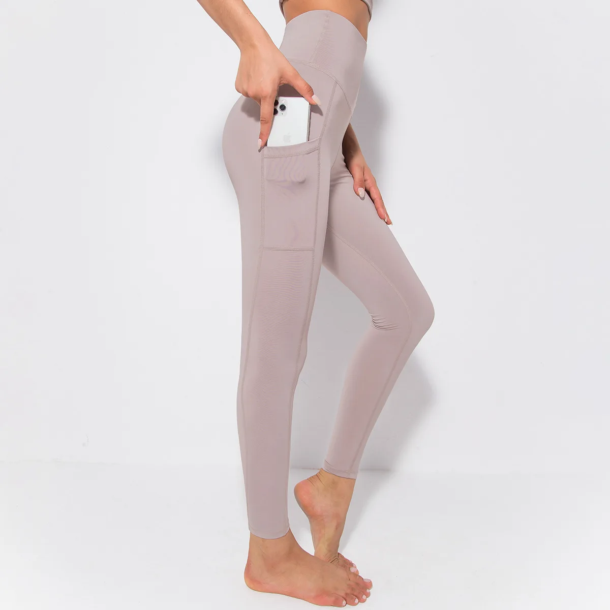 

2021 New Yoga Side Pockets High Quality Solid Elasticity Gym Yoga Pants Tight Thin Leggings Yoga Pants Women Yoga Leggings