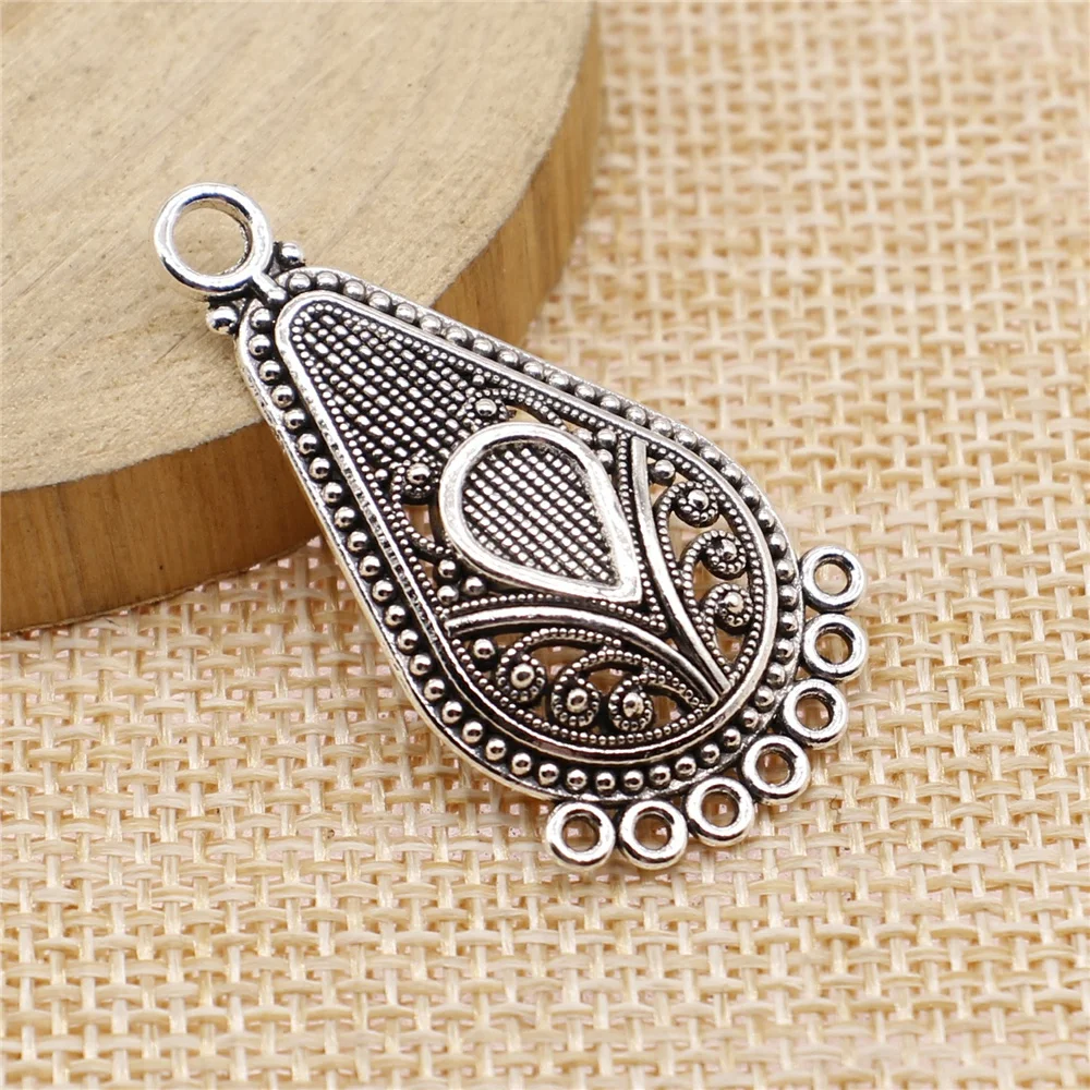 

WYSIWYG 10pcs 21x40mm Drop Shaped Porous Earring Connector Antique Silver Plated Jewelry Findings Jewelry Accessories