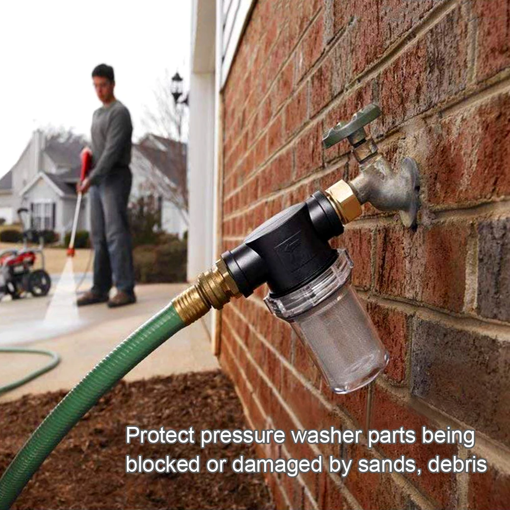 

KKmoon Garden Hose Filter for Pressure Washer Inlet Water Sediment Filter Attachment 100 Mesh and 40 Mesh Screen Filter Washer