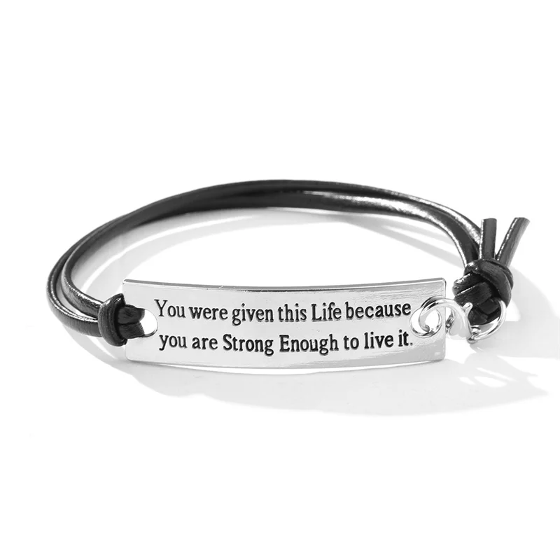 

Новое поступление, Вдохновляющие вязаные браслеты с английскими буквами для женщин, регулируемый кожаный браслет, персонализированные мод...