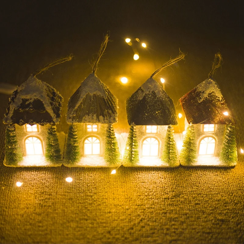 Рождественский Снежный кулон в виде домика деревянный домик креативный