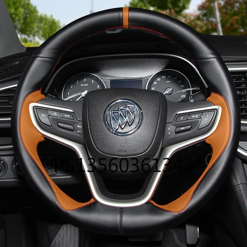 

DIY hand-stitched steering wheel cover fit for Buick Envision Regal Lacrosse Verano Exterior Excelle Encore leather grip cover