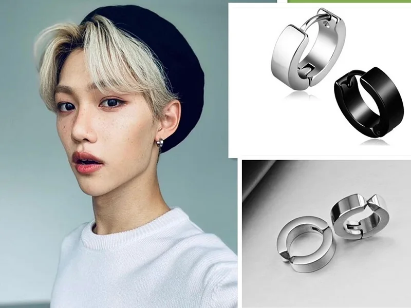 

KPOP Stray KidS Felix Li Longfu Same Earrings Men's Simple Wild Ear Buckle Earclip K-POP StrayKidS New KoreaGroup Thank You Card