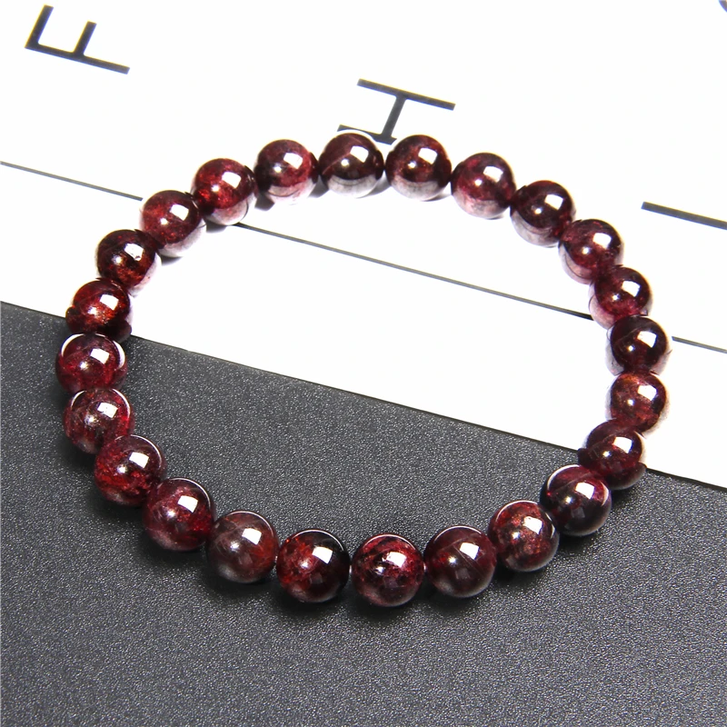 Мужские и женские браслеты из натурального граната 8 мм винно-красные бусины