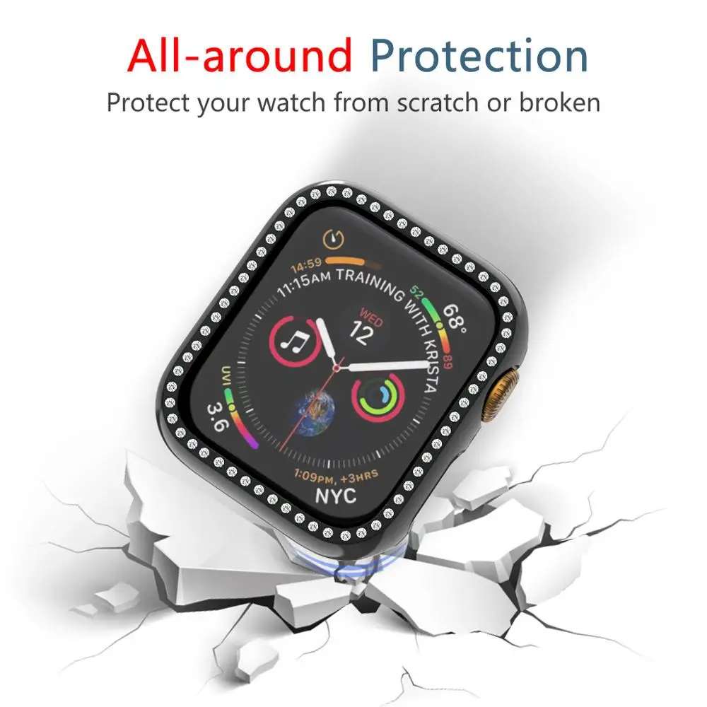 Защитная пленка для часов PC Бампер для apple watch 4 Чехол алмазные часы корпус 42 мм 38 мм для apple watch 3 2 44 мм 40 мм iwatch 4