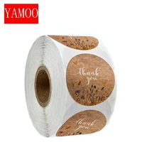 round natural kraft thank you sticker seal labes hand made with love sticker paper stationery 100 500pcs