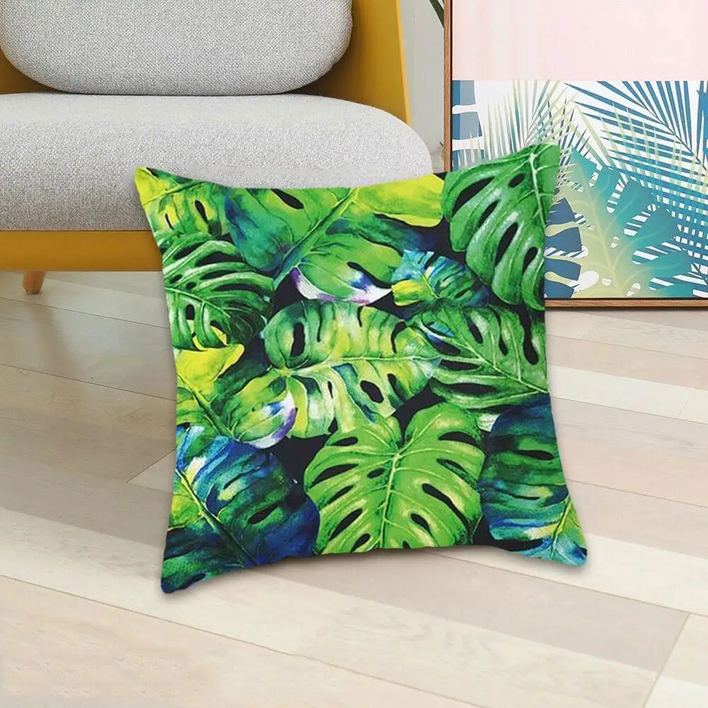 

45*45cm Fashion Tropical Green Plant Pillow Case Peach Decorative Skin Sofa Cushion Room Home Soft Cover Living Pillowcase T5O1
