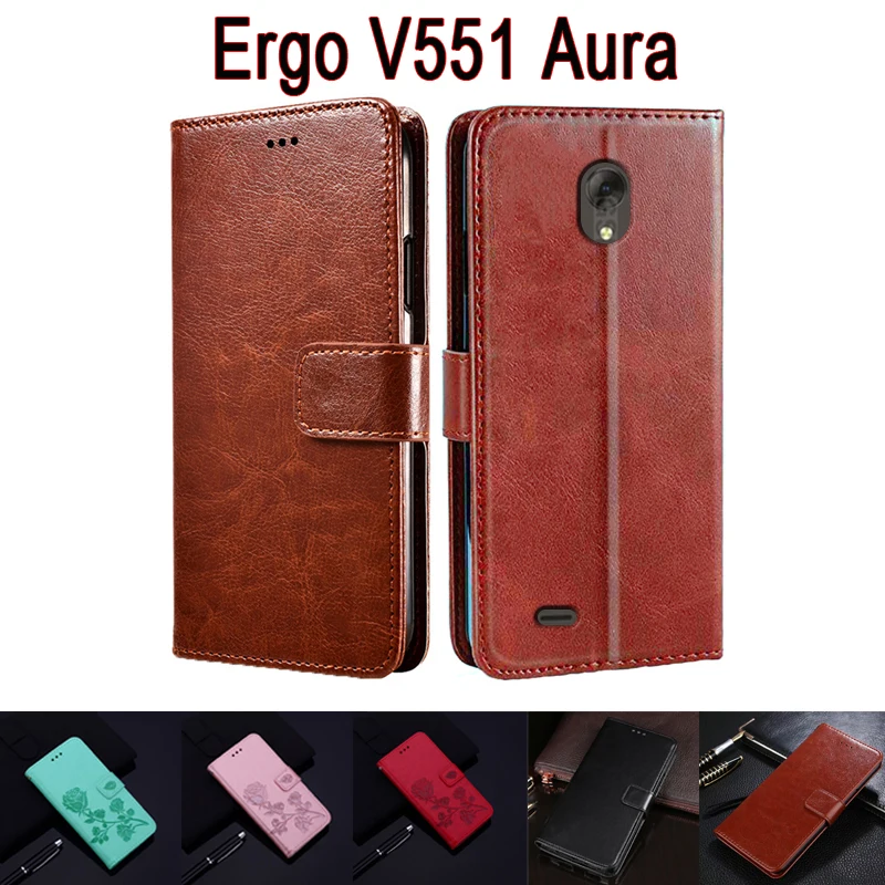 

Classic Business Leather Case For Ergo V551 Aura Cover Flip Wallet Stand Book On V551 Aura Case Magnetic Card Phone Etui Hoesje