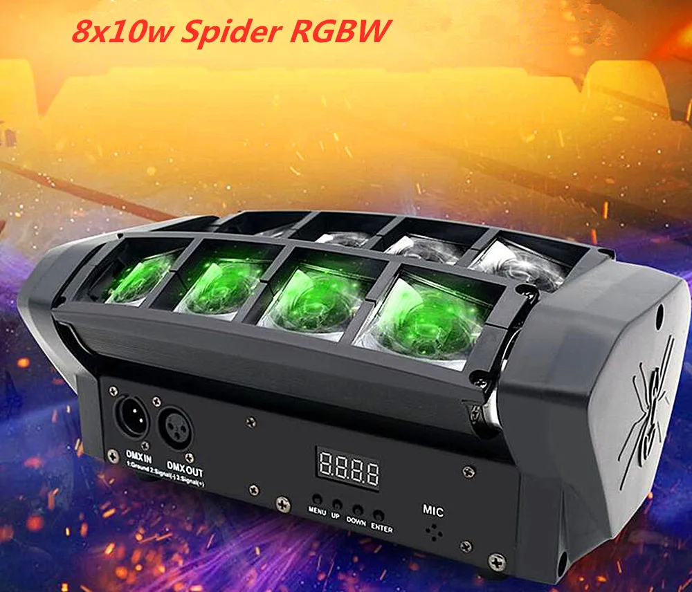 Подвижный головной светильник Mini LED Spider 8x10W RGBW хорошее качество быстрая
