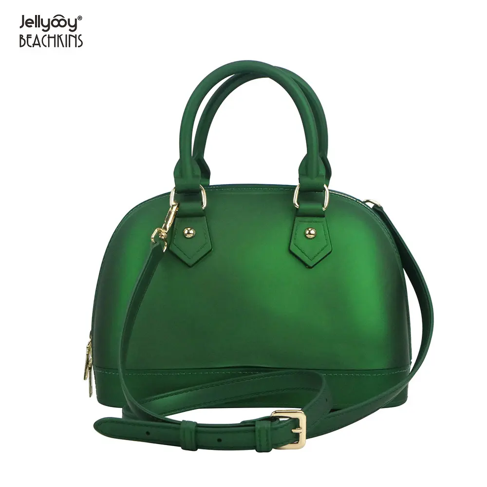 Dark green Jellyooy пляжная матовая Желейная оболочка сумки ПВХ яркий дизайн дамская сумка через плечо - Цвет: Dark green