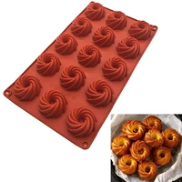 silicone cake mold 15 holes cookies baking diy donuts cookie shape whirlwind chocolate mold cake tool biscuit mould
