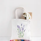 Холщовая Сумка-тоут с цветочным принтом, многоразовая сумка для покупок в стиле Харадзюку