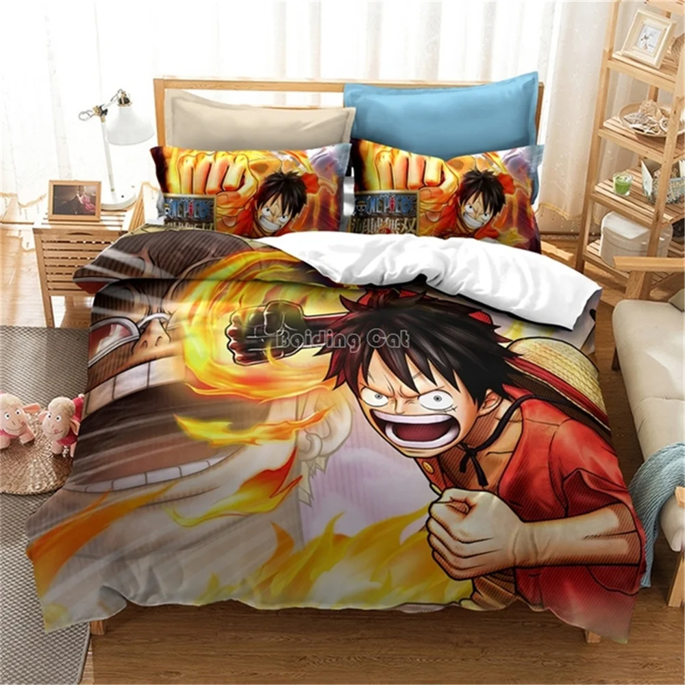 

Popular Monkey D. Luffy Printed Bedding Set Anime ONE PIECE Cartoon 3d Bed Linen Children Duvet Cover Set Pillowcase King Size