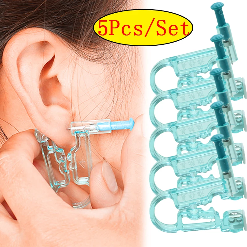 

1/5pcs Ear Piercing Gun Kit Disposable Disinfect Safety Earring Piercer Machine Studs Nose Clip Body Jewelry Piercing Tool Guns