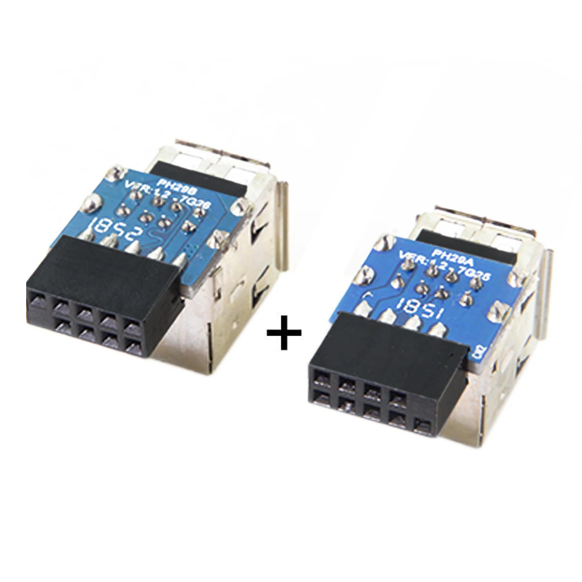 

CY 2pcs 9Pin/10Pin Motherboard Female Header to Dual USB 2.0 Female Adapter Vertical Type