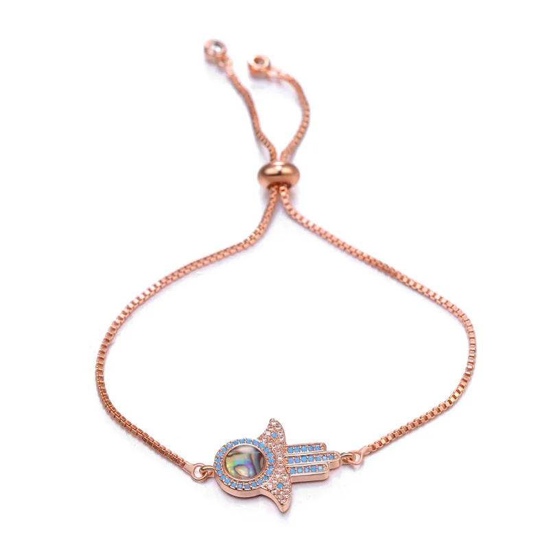 Rose Gold Bracelet Juya дизайн золото/серебро/розовое золото Хамса рука подвеска Фатима ожерелье для женщин мужчин Мода турецкие ювелирные изделия оптом - Окраска металла: Rose Gold Bracelet