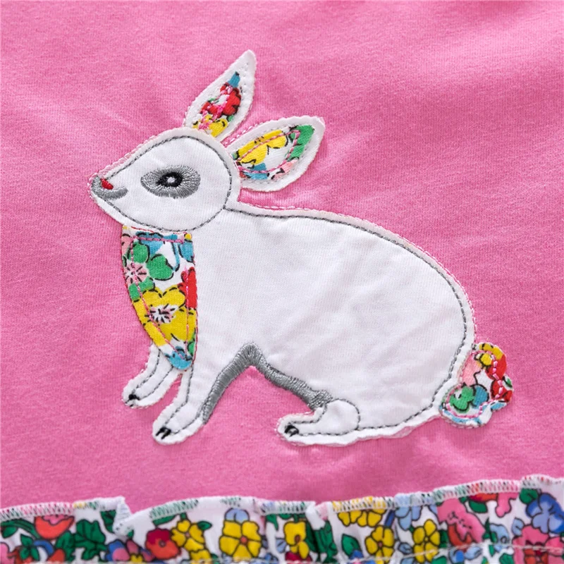 2021 Easter Girl's Dress Cartoon Bunny Flower Print Short Sleeve Round Neck for Birthday Party Vacation | Детская одежда и
