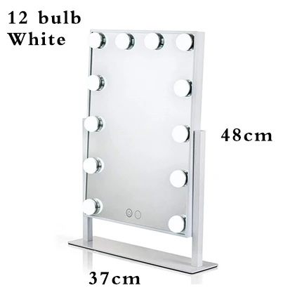 12 bulb White Framed Голливудский стиль косметическое зеркало с подсветкой 12x 3W Диммируемые светодиоды с сенсорным управлением настольные освещенные косметические зеркала - Цвет: 12 bulb White Framed
