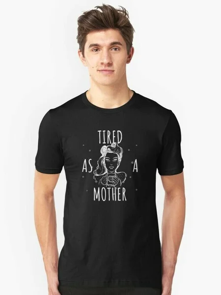 

Tired as a Mother soft Coffee Lover for Mom Nighty T-Shirt Vintage Men Gift Tee