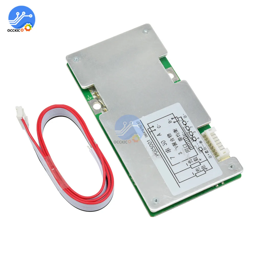 BMS 7S 24V 30A 18650 литиевая батарея Защитная плата балансировка тока Lipo Li Ion PCB Atmega