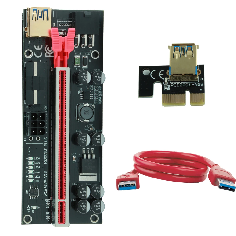 Карта расширения Ubit LED PCI-E USB 3 0 кабель-переходник 6 контактов Sata для майнинга Ethernet |