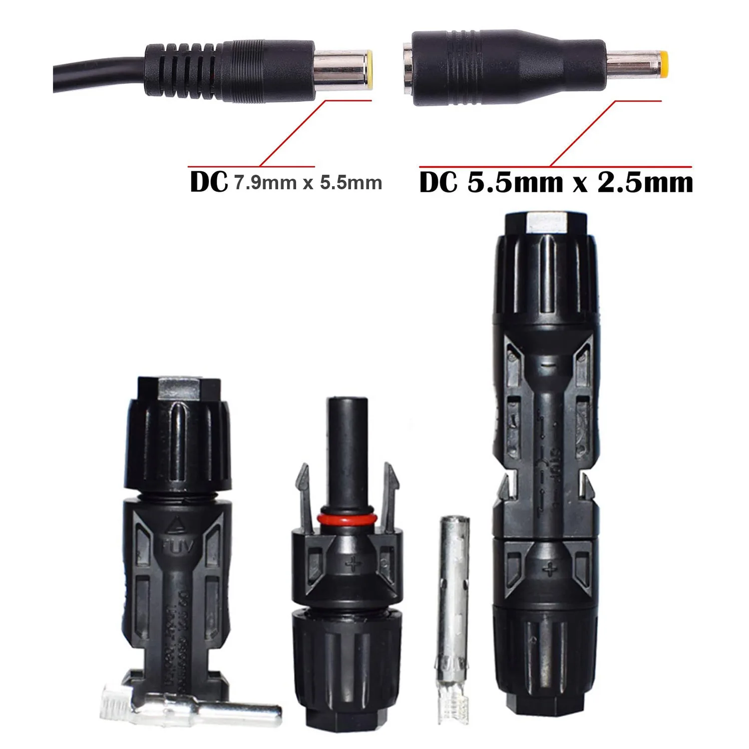 Solar Panel to 8mm Adapter Cable DC Connector w/ 5.5x2.5mm Converter for Portable Power Station GZ Yeti Jackery Generator | Электроника
